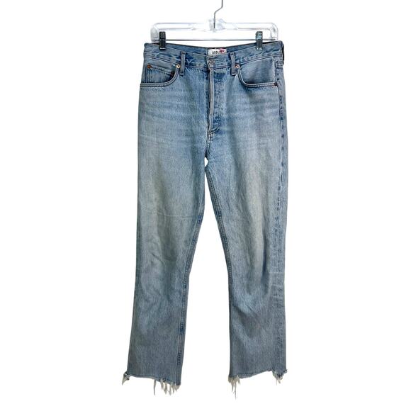 Agolde Riley Jean High Rise Straight Crop Light Blue Denim - Picture 1 of 13